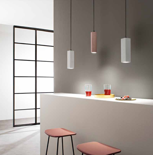 Sospensione tubolare quadrata in cemento naturale 1XGU10 non incl. in grigio o mattone KRUK-Q-S1 Sospensione tubolare quadrata in cemento naturale 1XGU10 non incl. in grigio o mattone KRUK-Q-S1